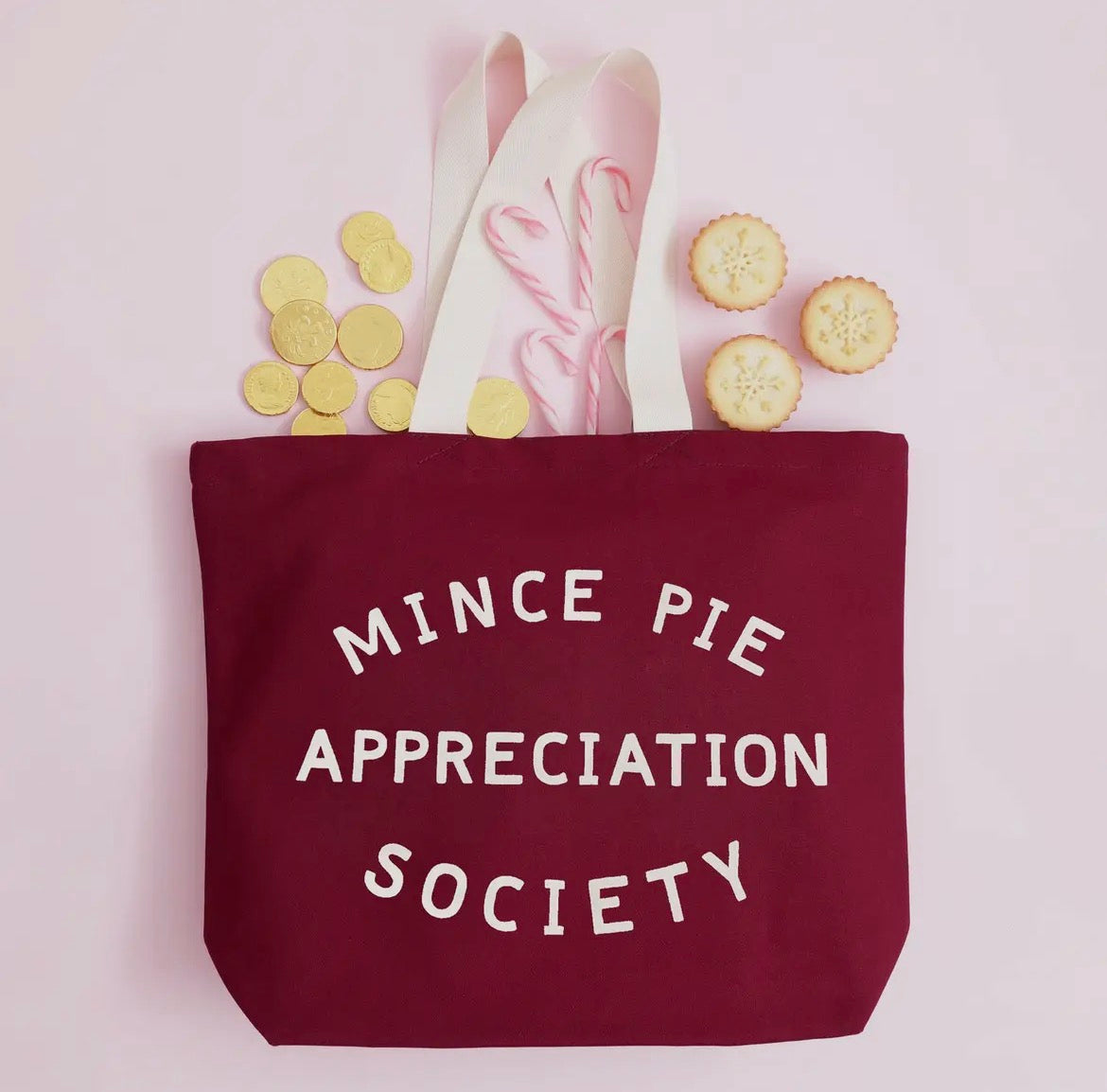 Mince Pie Appreciation Society Handmade Cotton Jumbo Bag