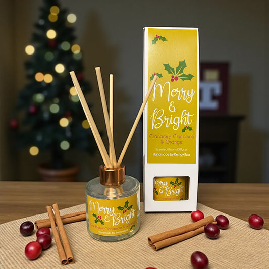 Merry & Bright Festive Cornish Reed Diffuser - Cranberry, Cinnamon & Orange Fragrance