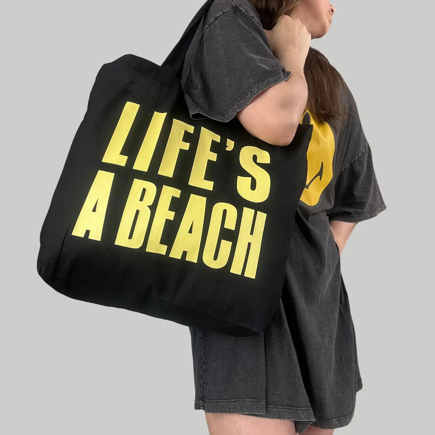 Lifes A Beach Cotton Canvas Tote Bag - Handmade In Cornwall