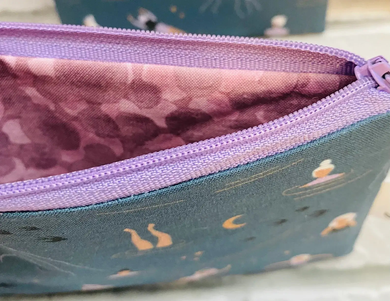 Moonlight Swimming Pattern Cotton Coin Purse - Handmade in Cornwall - Cornish Gifts by Sandy Shores