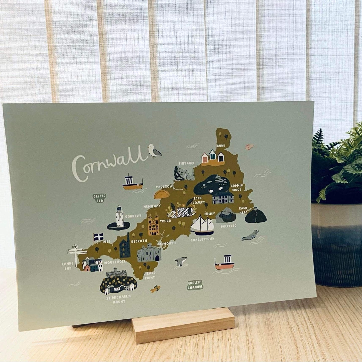 Cornish Landmarks Landscape Print Handmade in Cornwall - Cornish Gifts by Sandy Shores