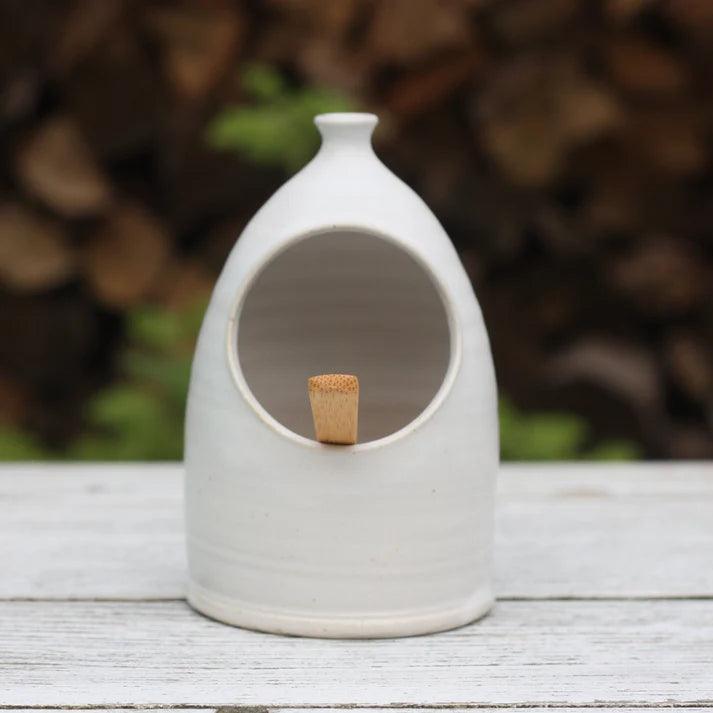 Handmade Ceramic Blue or White Glazed Salt Pig and Bamboo Spoon - Cornish Gifts by Sandy Shores