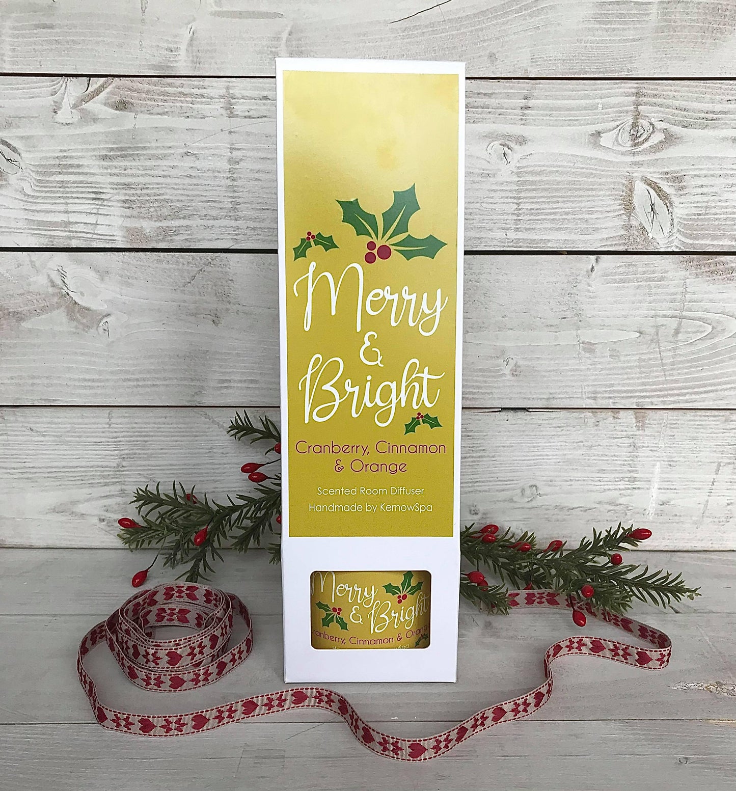 Merry & Bright Hand Poured Scented Reed Diffuser - Handmade in Cornwall - Cornish Gifts by Sandy Shores