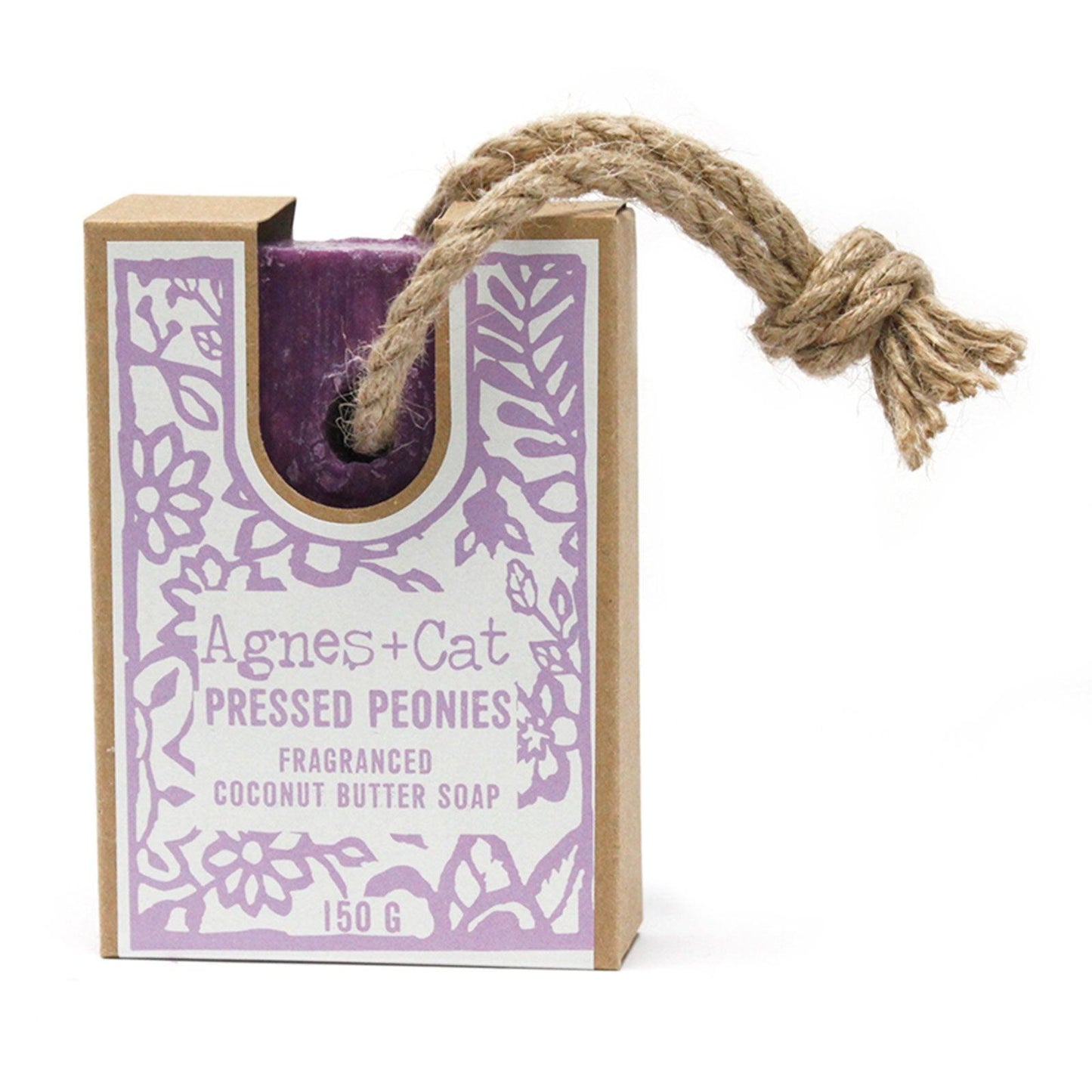 Pressed Peonies Coconut Butter Soap On A Rope - Cornish Gifts by Sandy Shores