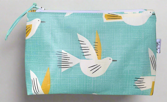 Seagull Blue Oil Cloth Handmade Wash Bag - Cornish Gifts by Sandy Shores