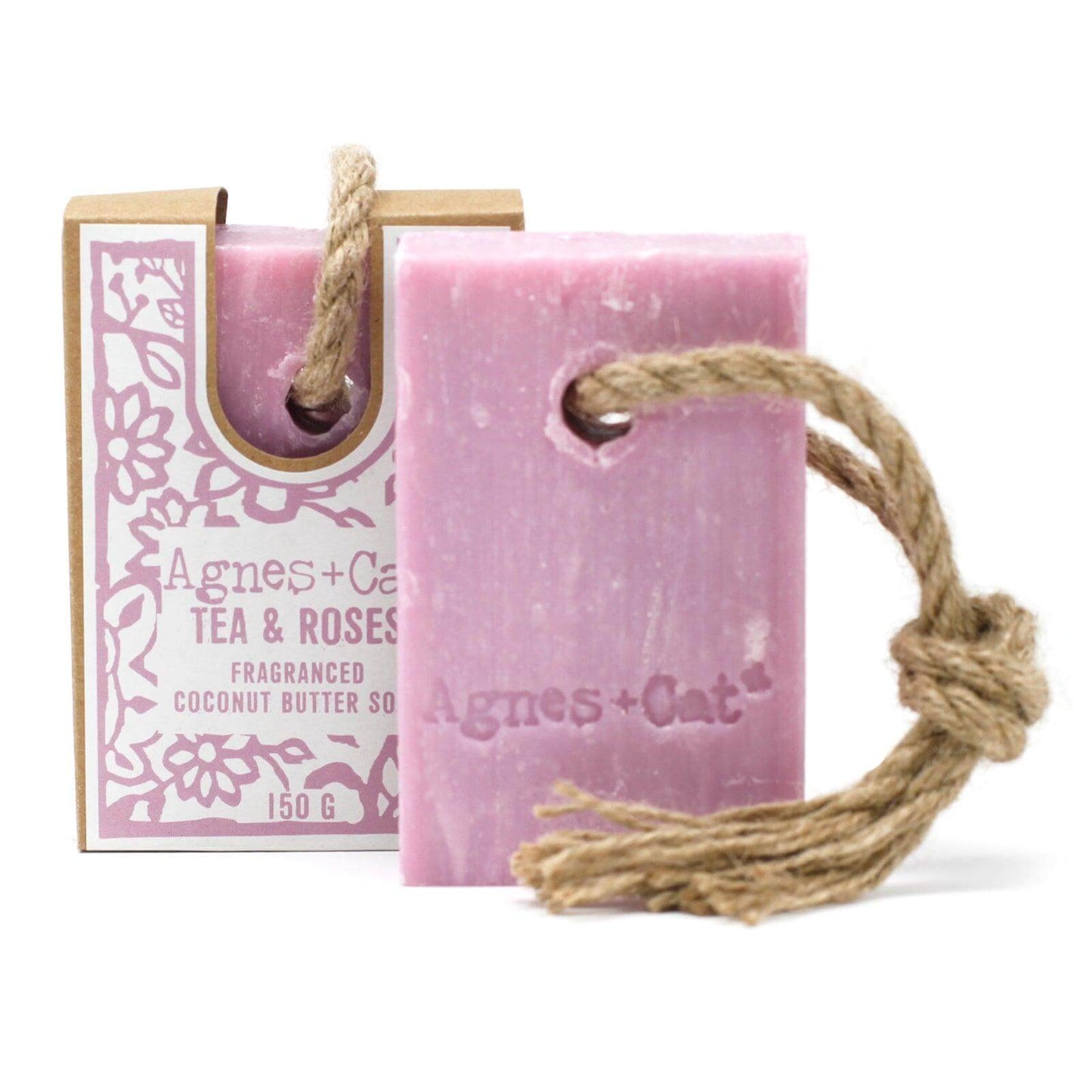 Tea & Roses Coconut Butter Soap On A Rope - Cornish Gifts by Sandy Shores