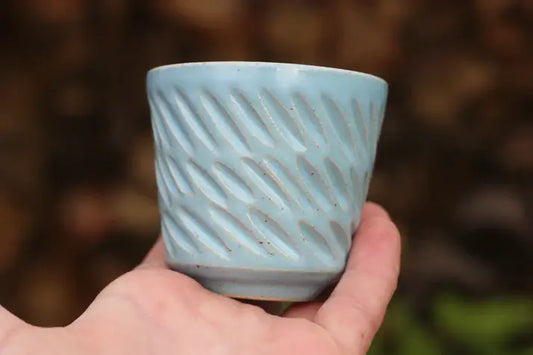 Blue Ceramic Beaker Handmade in Cornwall by Natalie Bonney - Sandy Shores Gift and Home