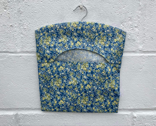 Blue Floral Liberty of London Fabric Handmade Oilcloth Peg Bag