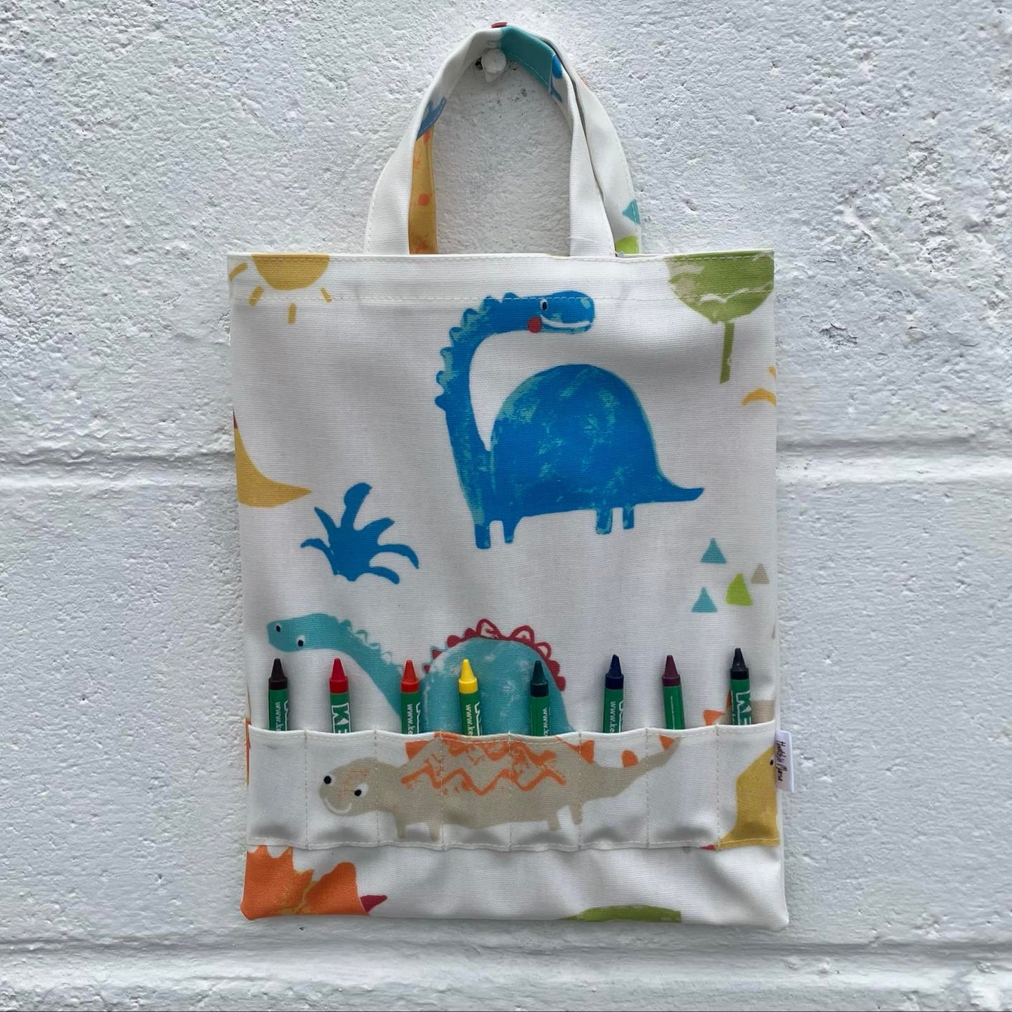 Dinosaurs Oilcloth Crayon and Colouring Book Bag