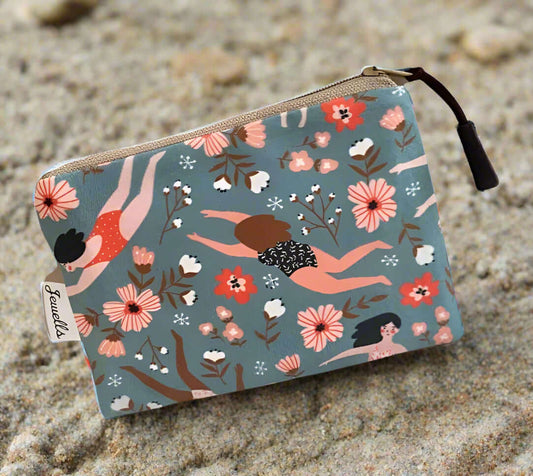 Wild Swimming Pattern Cotton Coin Purse - Handmade in Cornwall