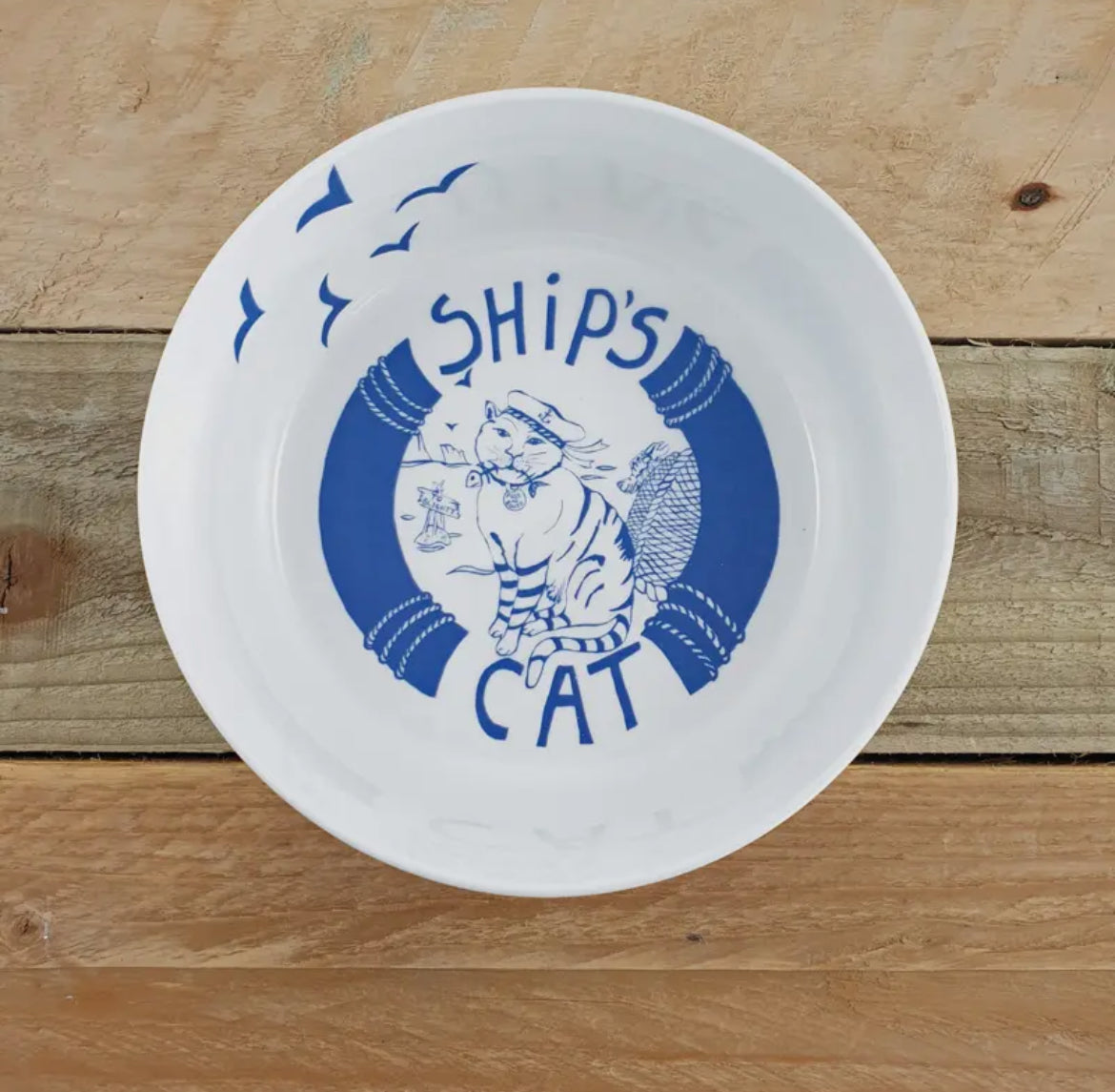 Ships Cat Bone China Water Bowl