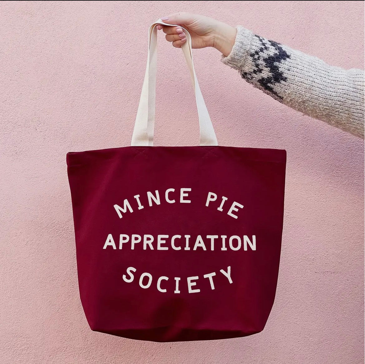 Mince Pie Appreciation Society Handmade Cotton Jumbo Bag
