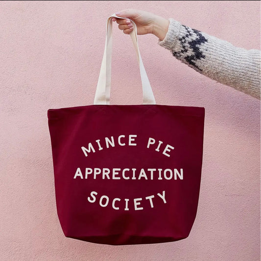Mince Pie Appreciation Society Handmade Cotton Jumbo Bag