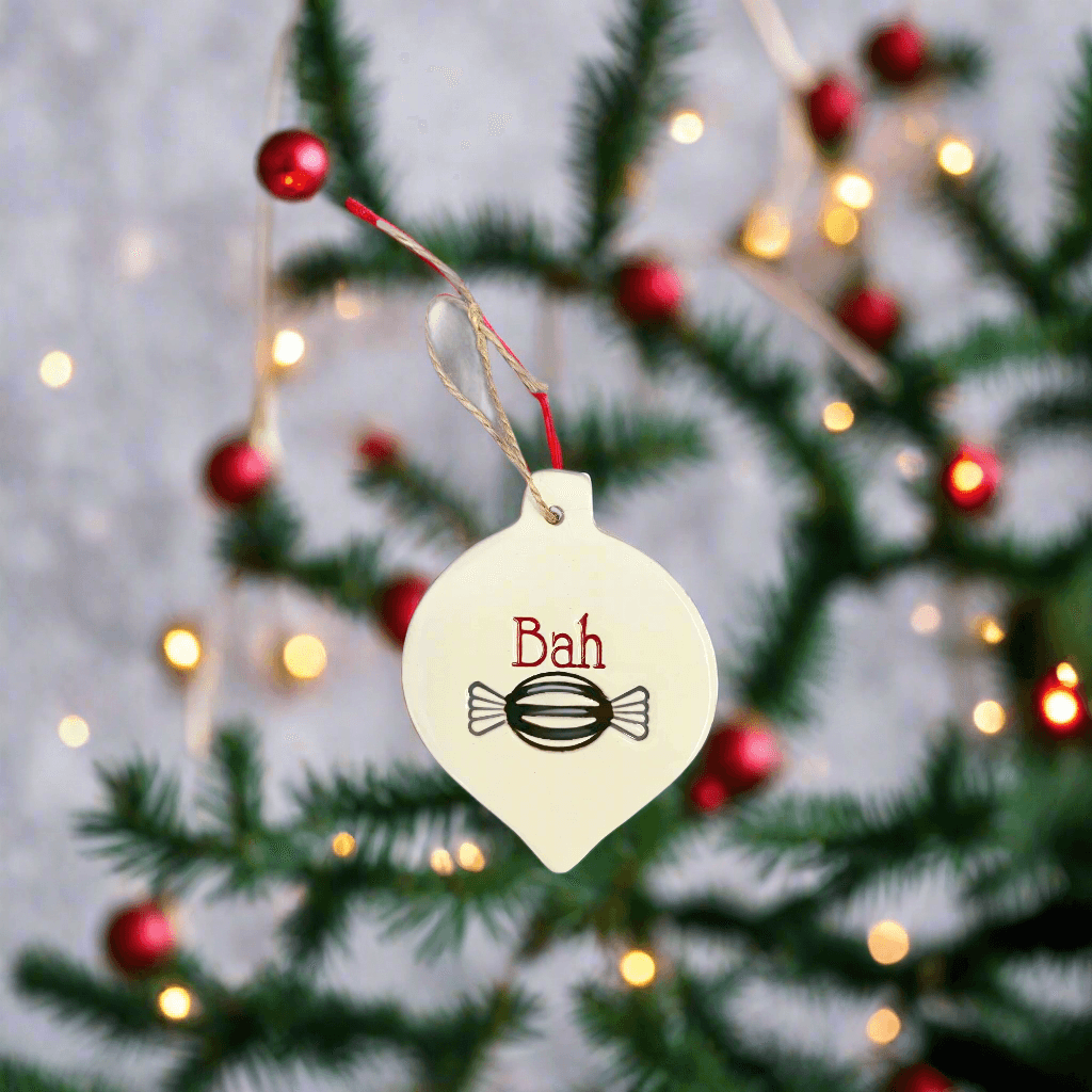 Bah Humbug Handmade Ceramic Hanging Decoration - Cornish Gifts by Sandy Shores