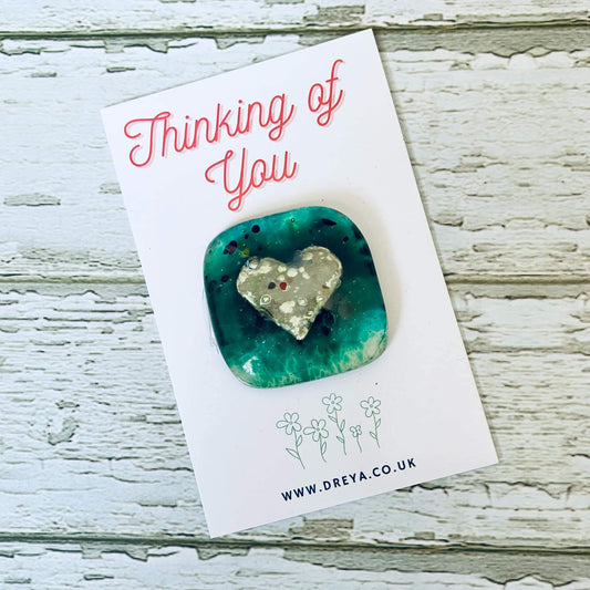 Thinking Of You Heart Fused Glass Charm