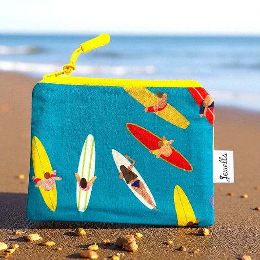 Surfer Pattern Cotton Coin Purse - Handmade in Cornwall
