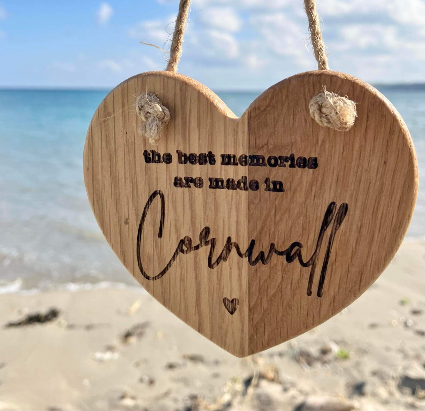 The Best Memories Are Made In Cornwall Heart Shaped Wooden Hanging Sign