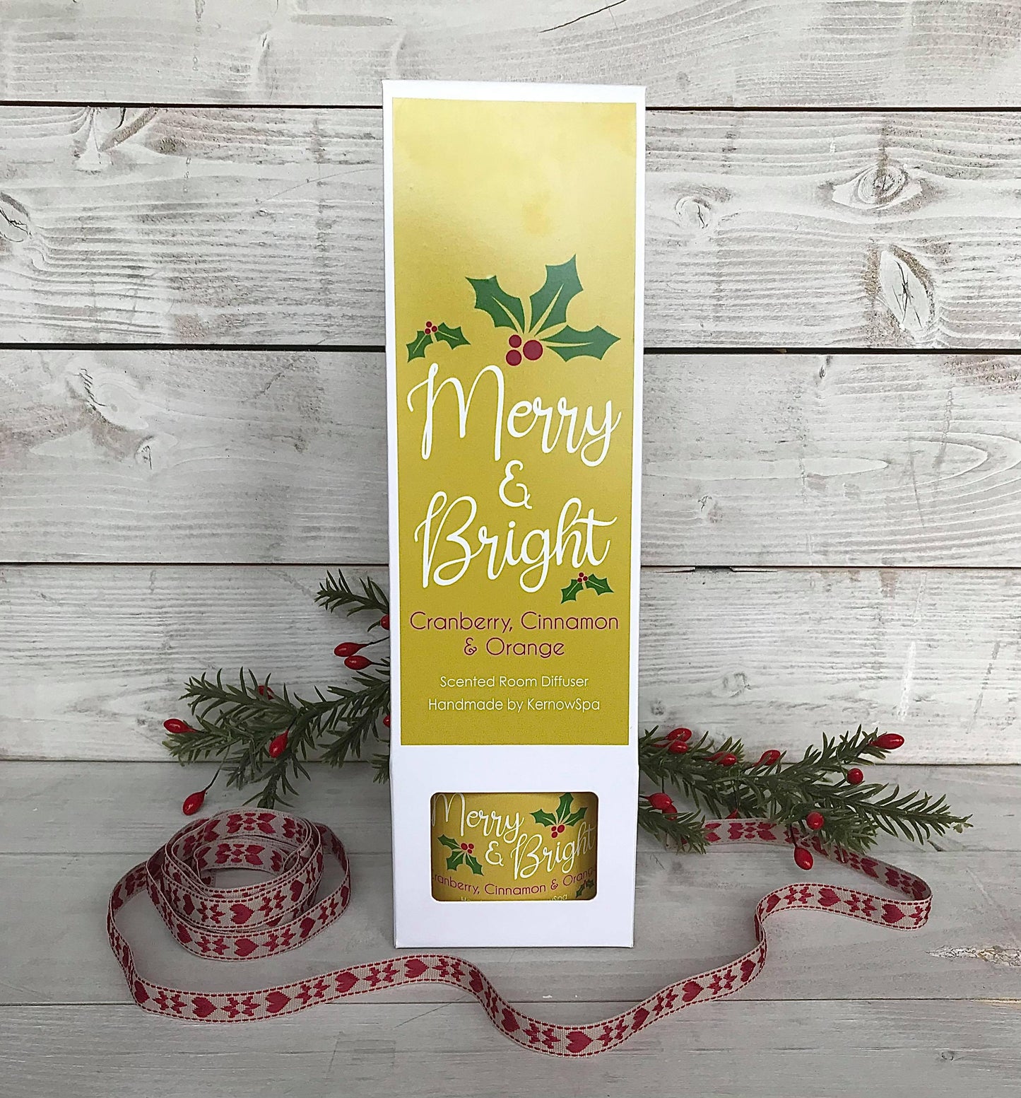 Merry & Bright Hand Poured Scented Reed Diffuser - Handmade in Cornwall