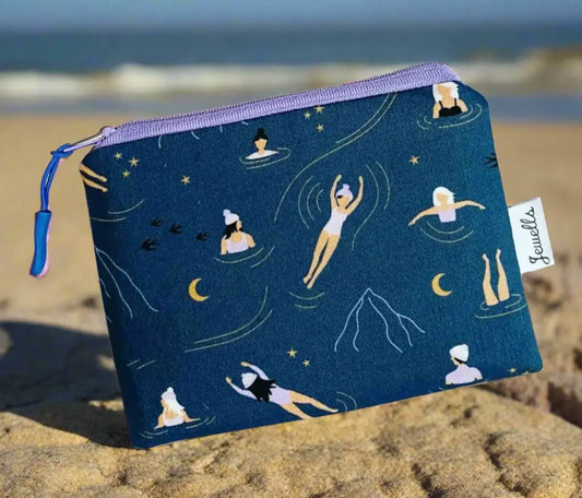Moonlight Swimming Pattern Cotton Coin Purse - Handmade in Cornwall