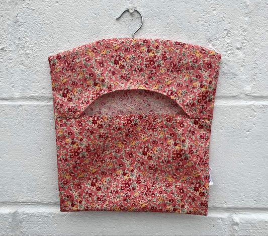 Red and Pink Floral Liberty Handmade Oilcloth Peg Bag