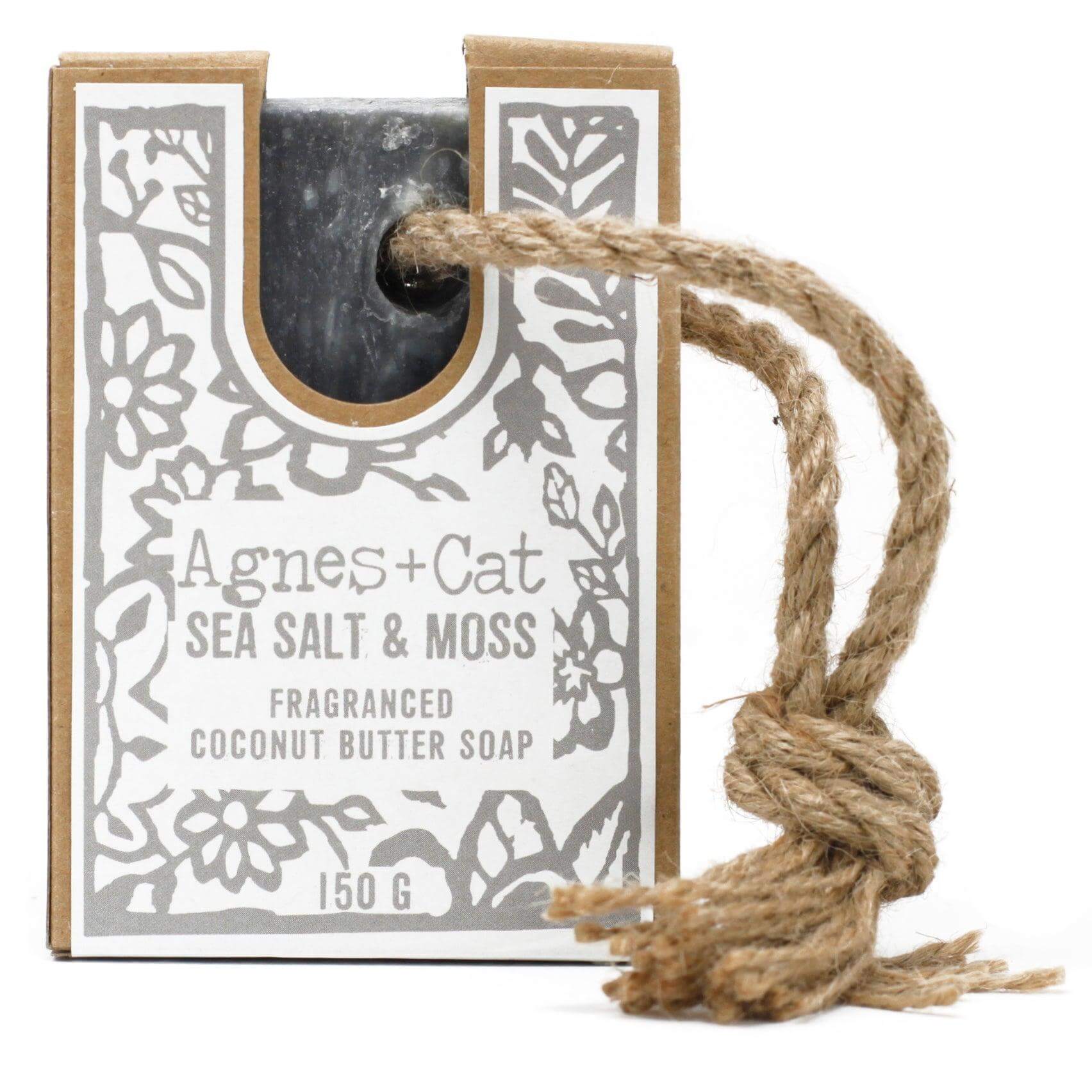 Sea Salt & Moss Coconut Butter Soap On A Rope - Sandy Shores Gift and Home