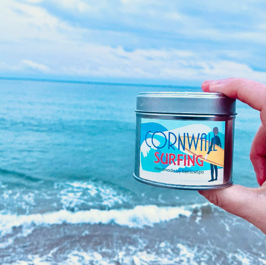 Cornwall Surfing (Coconut & Lemongrass) Soy Wax Candle Tin - Sandy Shores Gift and Home