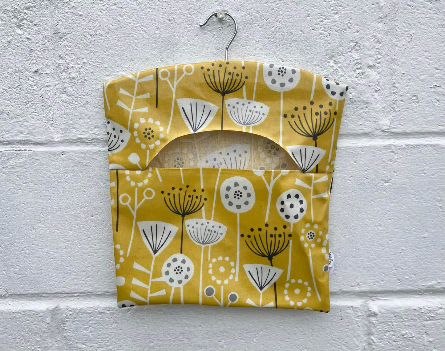 Mustard Floral Handmade Oilcloth Peg Bag