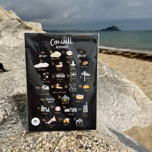 Cornish Alphabet Print Handmade in Cornwall - Cornish Gifts by Sandy Shores
