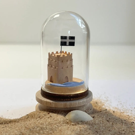 Cornish Sandcastle Paper Sculpture in a Glass Dome - Handmade in Cornwall - Cornish Gifts by Sandy Shores