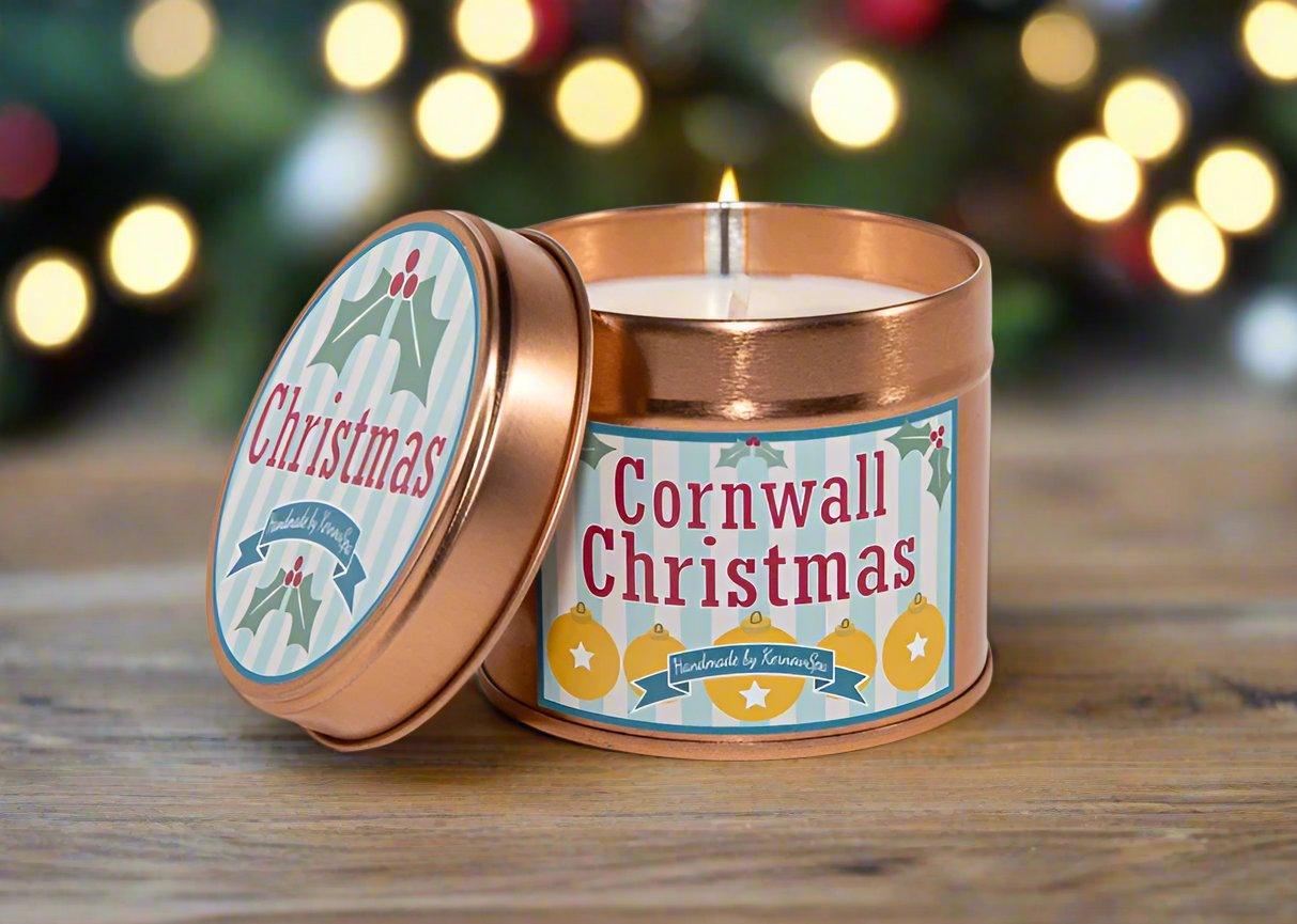 Cornwall Christmas Festive Cornish Candle - Handmade in Cornwall - Cornish Gifts by Sandy Shores