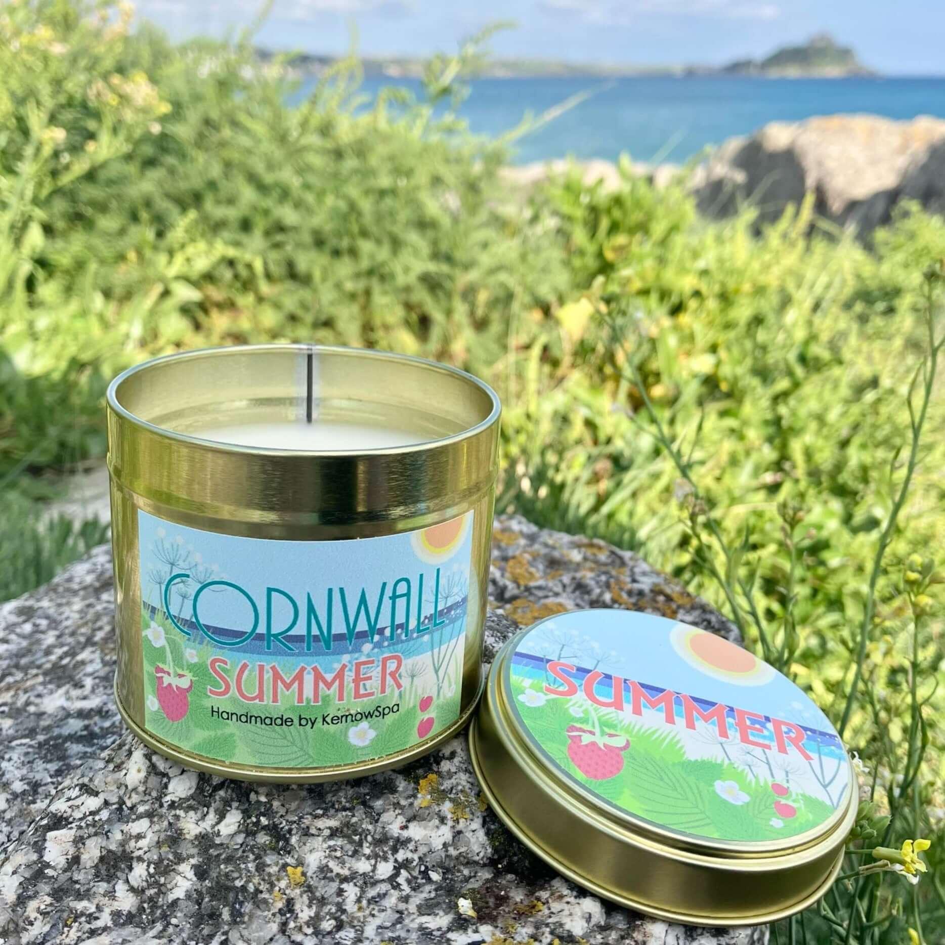 Cornwall Summer Soy Wax Candle Tin - Cornish Gifts by Sandy Shores