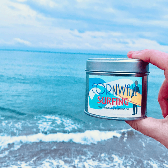 Cornwall Surfing (Coconut & Lemongrass) Soy Wax Candle Tin - Cornish Gifts by Sandy Shores