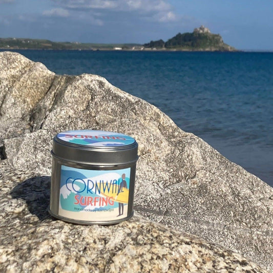 Cornwall Surfing (Coconut & Lemongrass) Soy Wax Candle Tin - Cornish Gifts by Sandy Shores