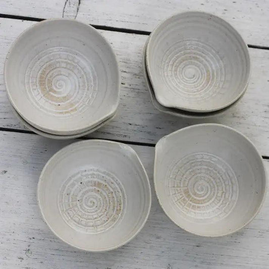 Handmade Ceramic White Glazed Garlic Puree Dish - Cornish Gifts by Sandy Shores