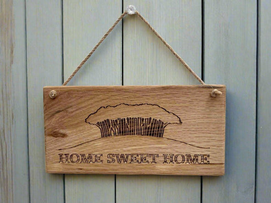 Home Sweet Home Nearly Home Trees Novelty Hanging Wooden Sign - Cornish Gifts by Sandy Shores