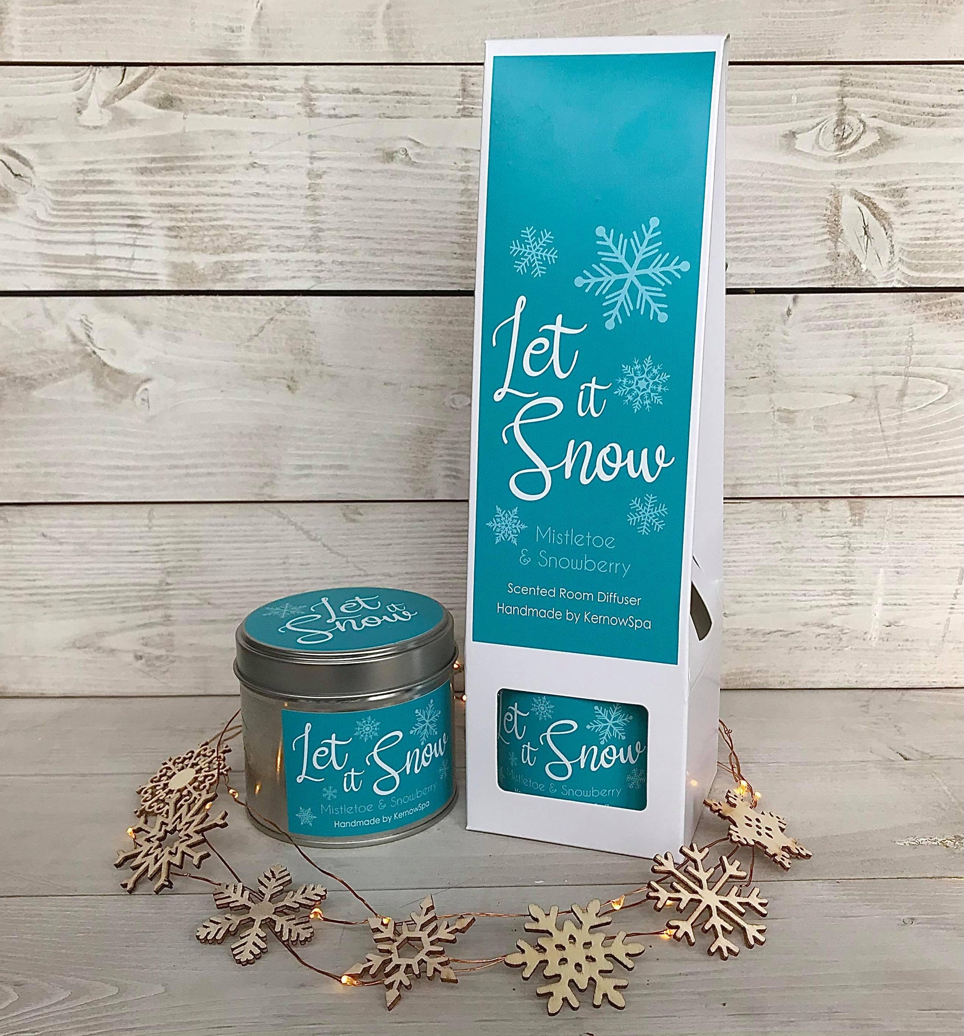 Let It Snow Soy Wax Candle & Reed Diffuser Duo - Handmade in Cornwall - Cornish Gifts by Sandy Shores