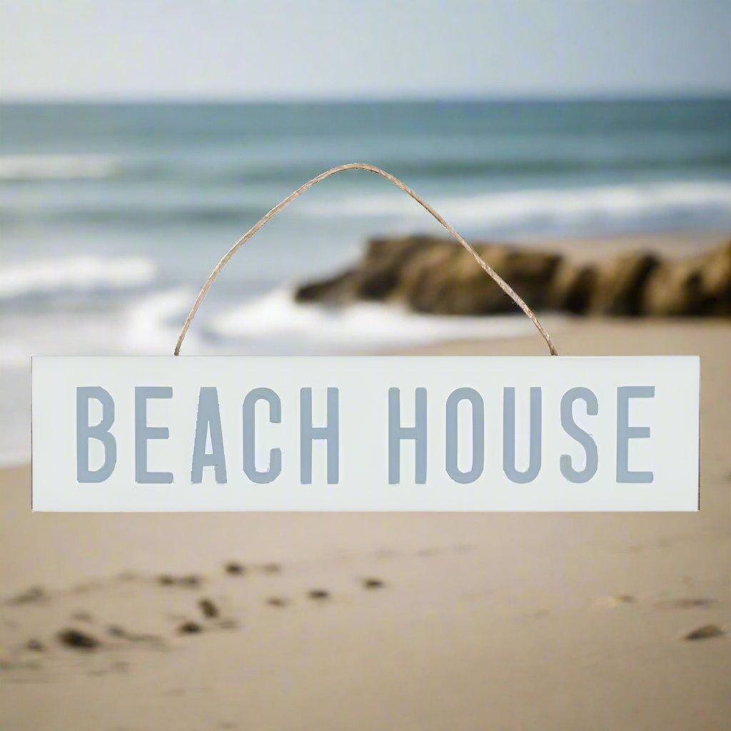 Long Beach House Wooden Hanging Sign - Cornish Gifts by Sandy Shores