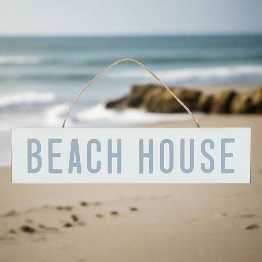 Long Beach House Wooden Hanging Sign - Cornish Gifts by Sandy Shores