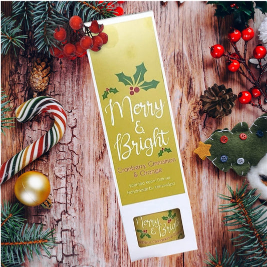Merry & Bright Hand Poured Scented Reed Diffuser - Handmade in Cornwall - Cornish Gifts by Sandy Shores