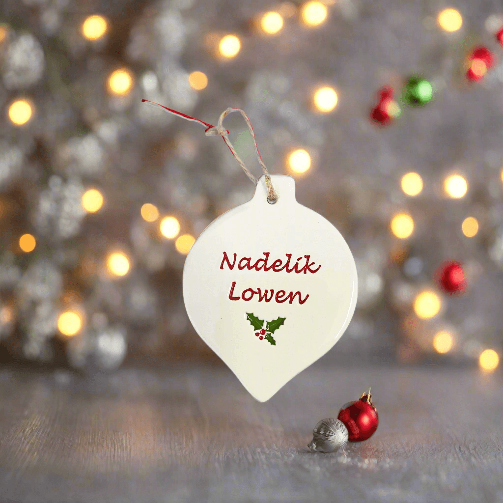 Nadelik Lowen Handmade Ceramic Hanging Decoration - Cornish Gifts by Sandy Shores