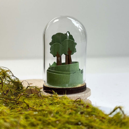 Nearly Home Trees Paper Sculpture in a Glass Dome - Handmade in Cornwall - Cornish Gifts by Sandy Shores