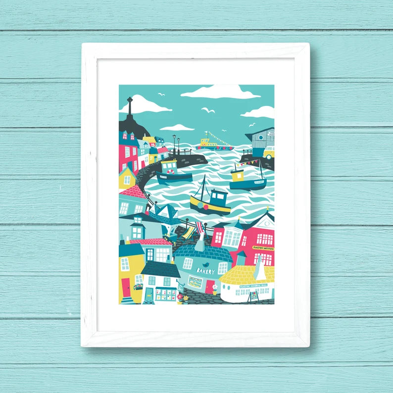 Padstow A4 Sized Unframed Wall Print - Created By A Cornish Artist - Cornish Gifts by Sandy Shores