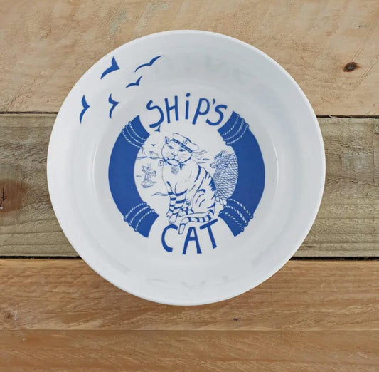 Ships Cat Bone China Water Bowl - Cornish Gifts by Sandy Shores