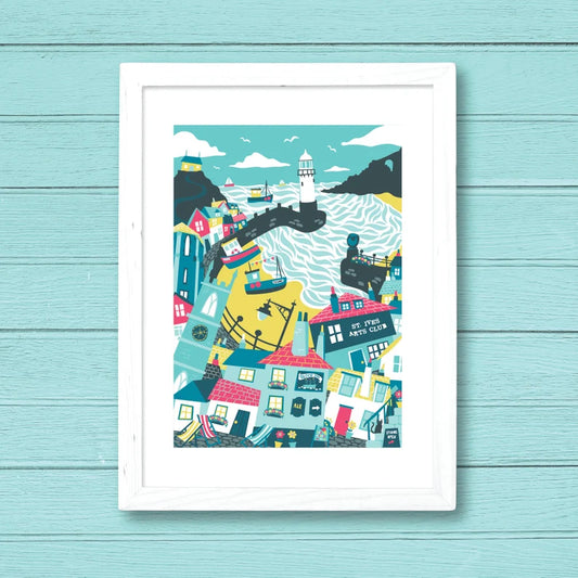 St Ives A4 Unframed Wall Print - Created by Cornish Artist - Cornish Gifts by Sandy Shores