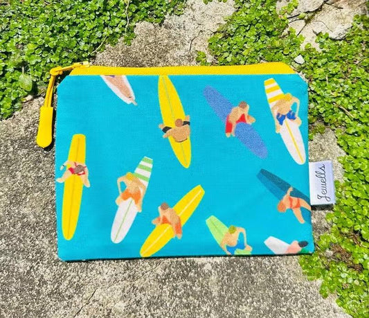 Surfer Pattern Cotton Coin Purse - Handmade in Cornwall - Cornish Gifts by Sandy Shores